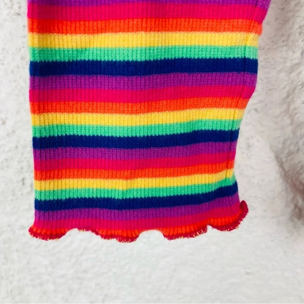 GYMBOREE rainbow Colorful Striped ribbed ruffle bottom cotton stretch Leggings